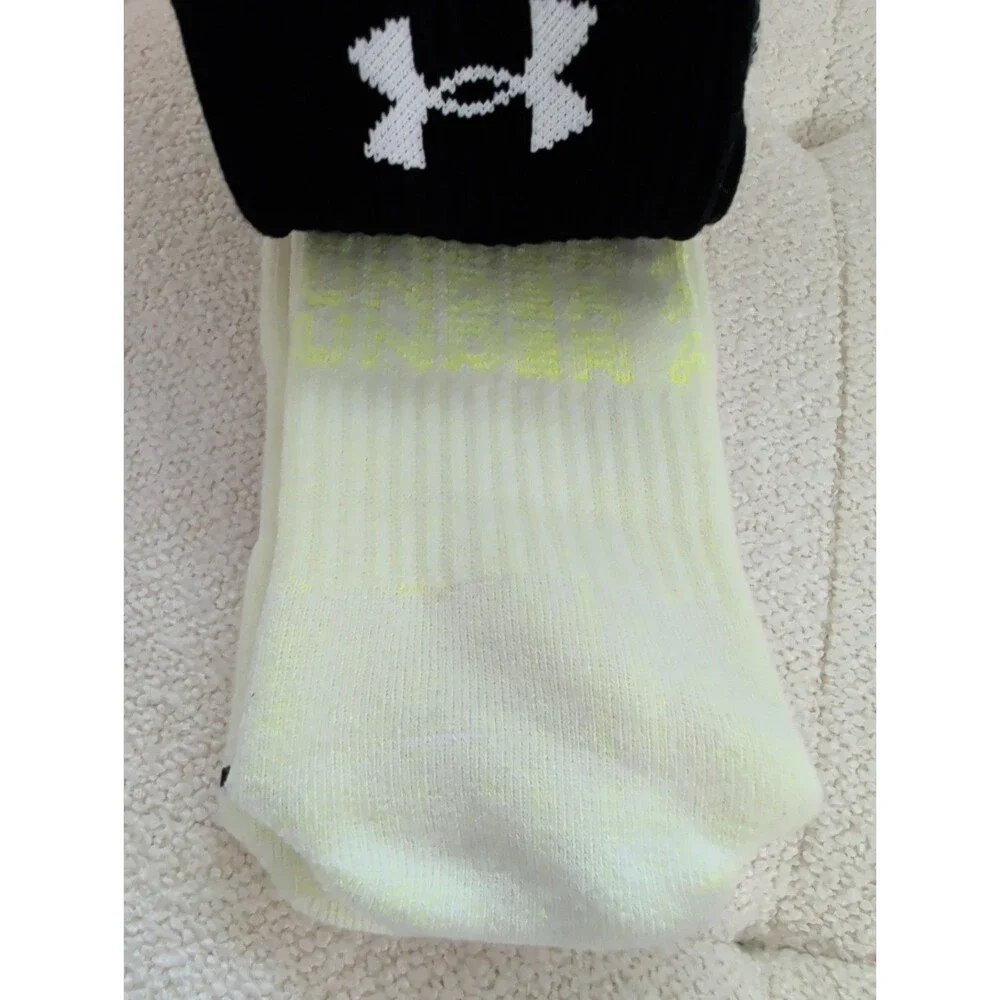 Under Armour UA Phenom Cushioned Crew Socks Youth 4Y - 8Y 3 Pack Yellow Boys New